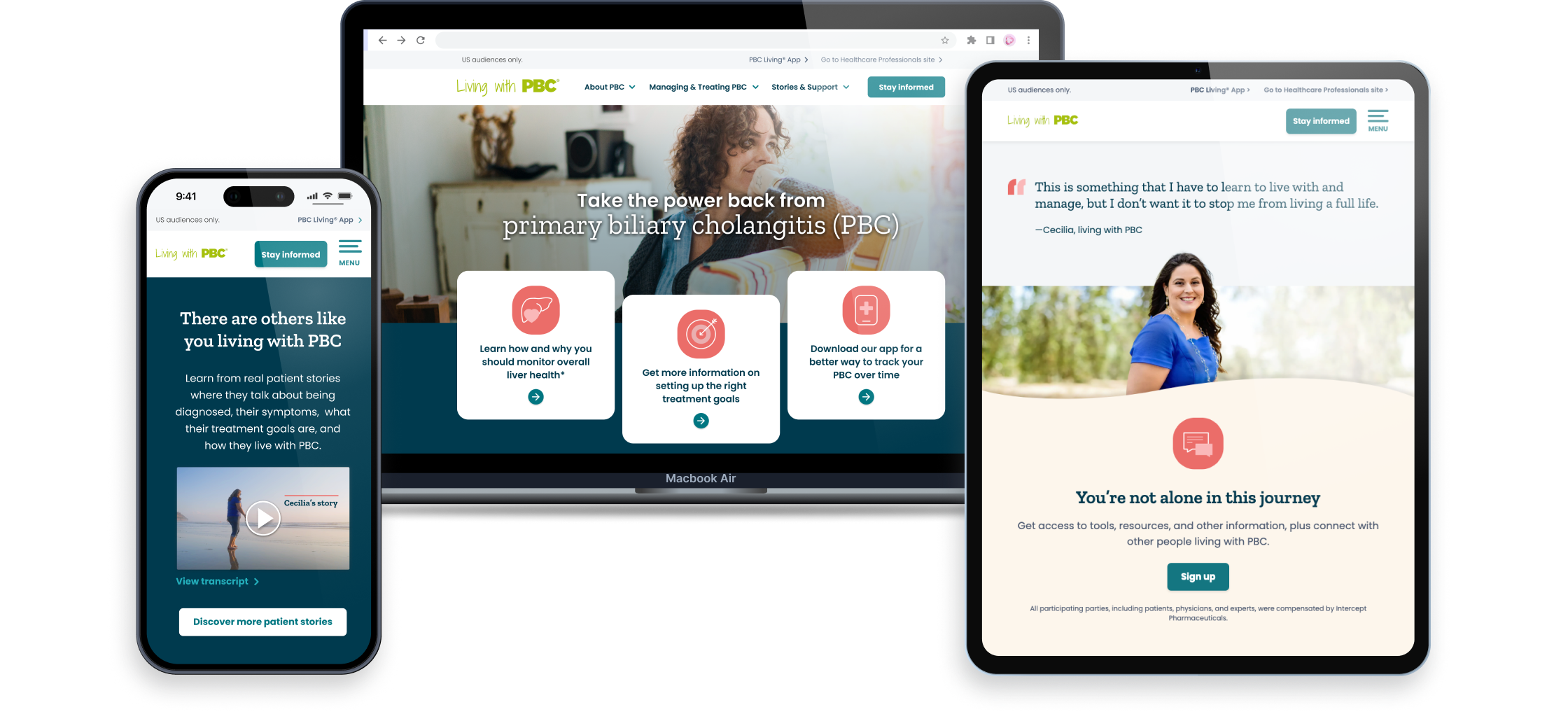 Website displayed on various devices